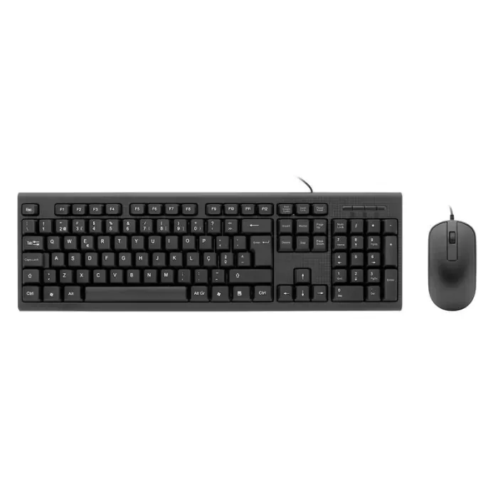 Kit Teclado e Rato CoolBox USB de Membrana Óptico 1000 DPI Resistente a Salpicos Layout PT Preto - Imagem 1