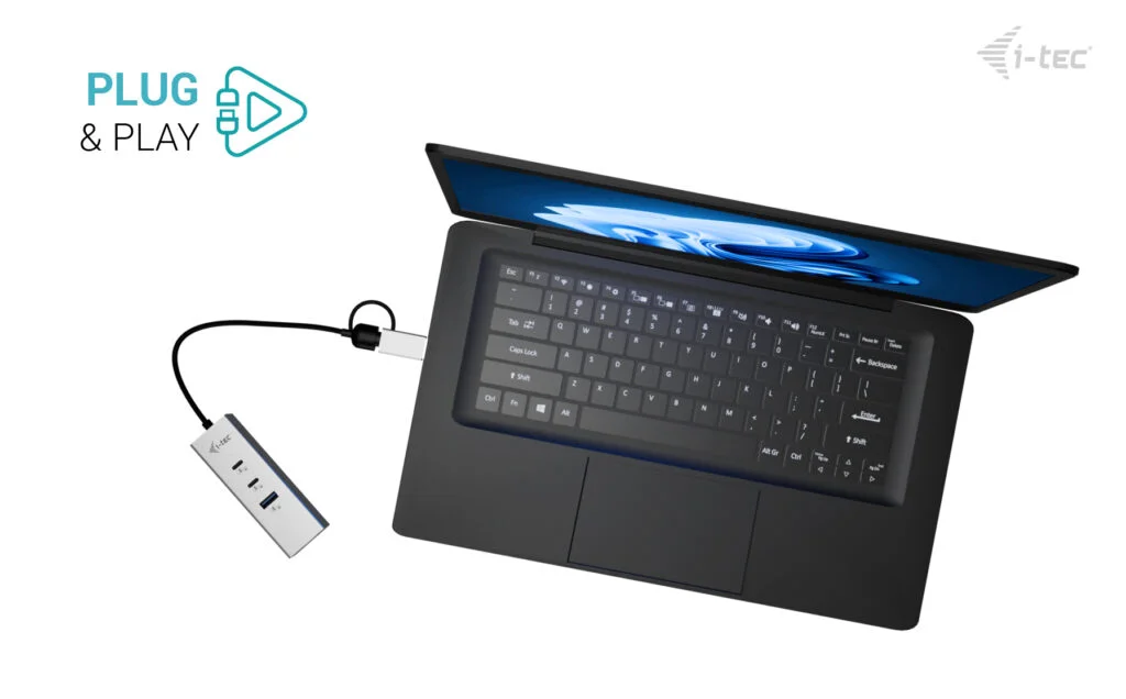 Hub USB-C e USB-A I-TEC Metal 3 Portas 2x USB-C 1x USB-A Gen1 Ethernet 2.5GLAN Cinzento Espacial - Imagem 6