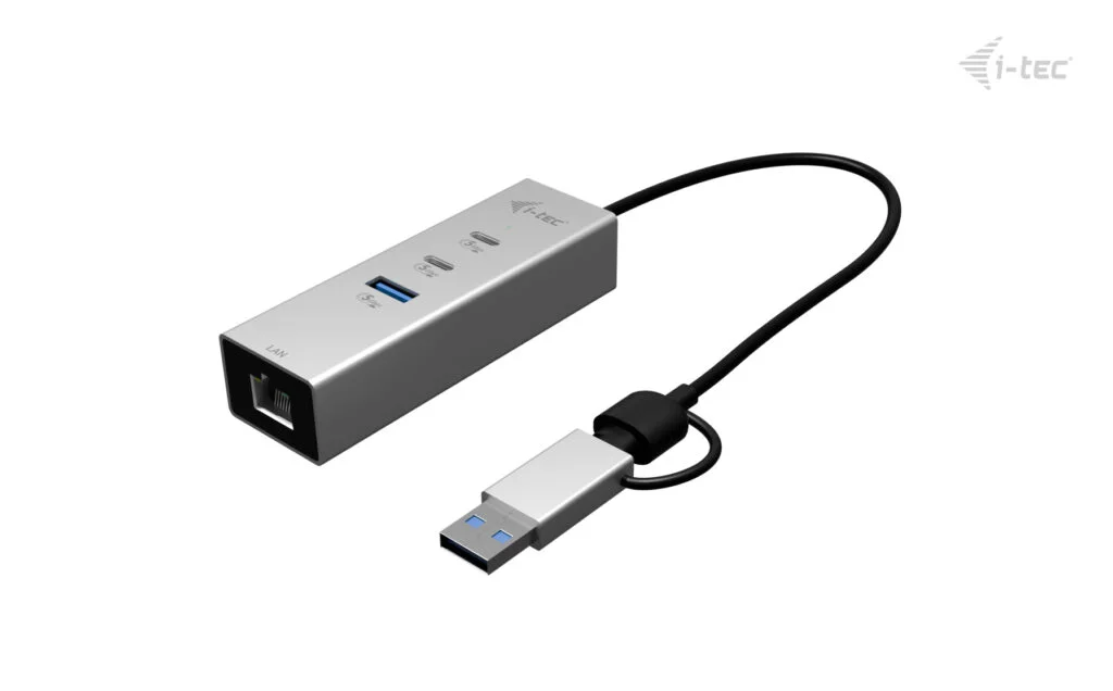 Hub USB-C e USB-A I-TEC Metal 3 Portas 2x USB-C 1x USB-A Gen1 Ethernet 2.5GLAN Cinzento Espacial - Imagem 3