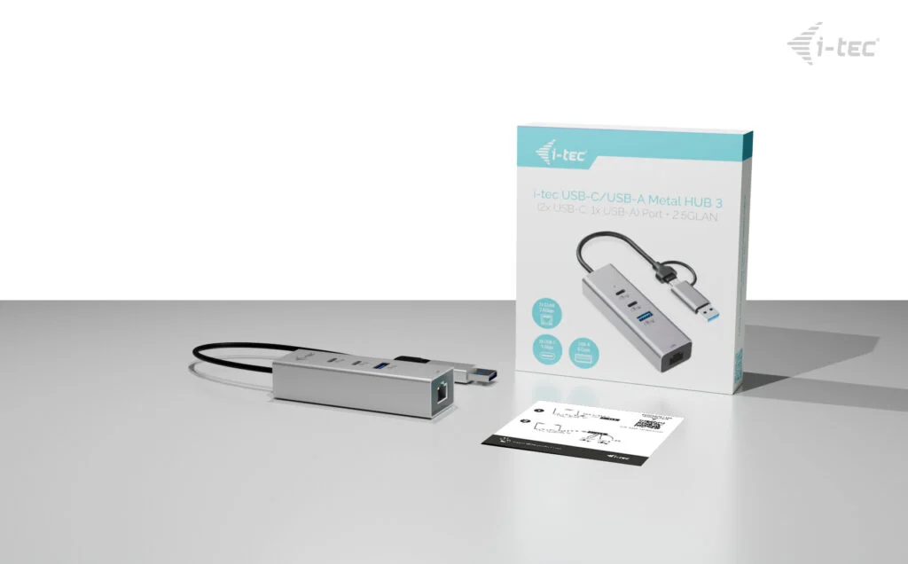 Hub USB-C e USB-A I-TEC Metal 3 Portas 2x USB-C 1x USB-A Gen1 Ethernet 2.5GLAN Cinzento Espacial - Imagem 8