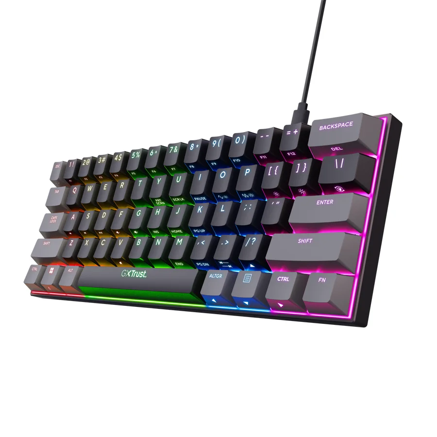 Teclado Gaming Trust GXT 867 Acira 60% Mini Layout PT Com Fio