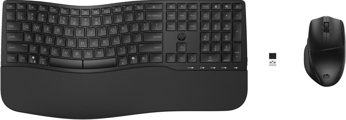 Conjunto de Teclado e Rato HP 680 Comfort Dual-Mode Sem Fios Bluetooth 4000 DPI Ergonómico Preto