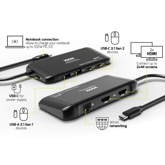 Docking Station Port Designs Travel USB-C 2x4K HDMI PD 100W - Imagem 4
