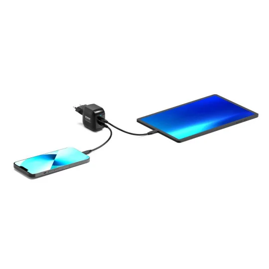 Carregador de Parede USB-C 35W GaN Port Designs com Cabo USB-C 2m US/UK - Imagem 1