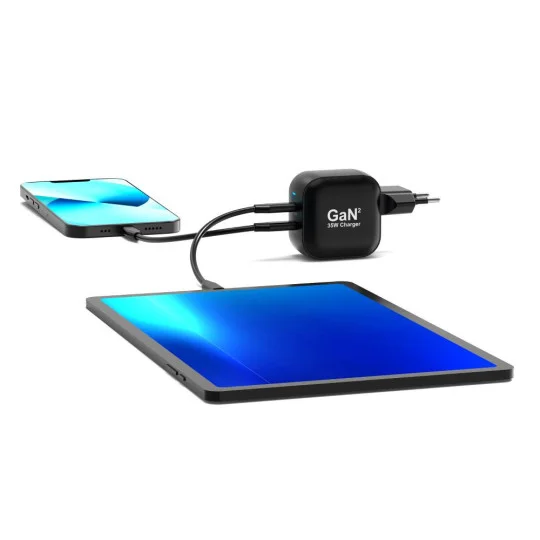 Carregador de Parede USB-C 35W GaN Port Designs com Cabo USB-C 2m US/UK - Imagem 4