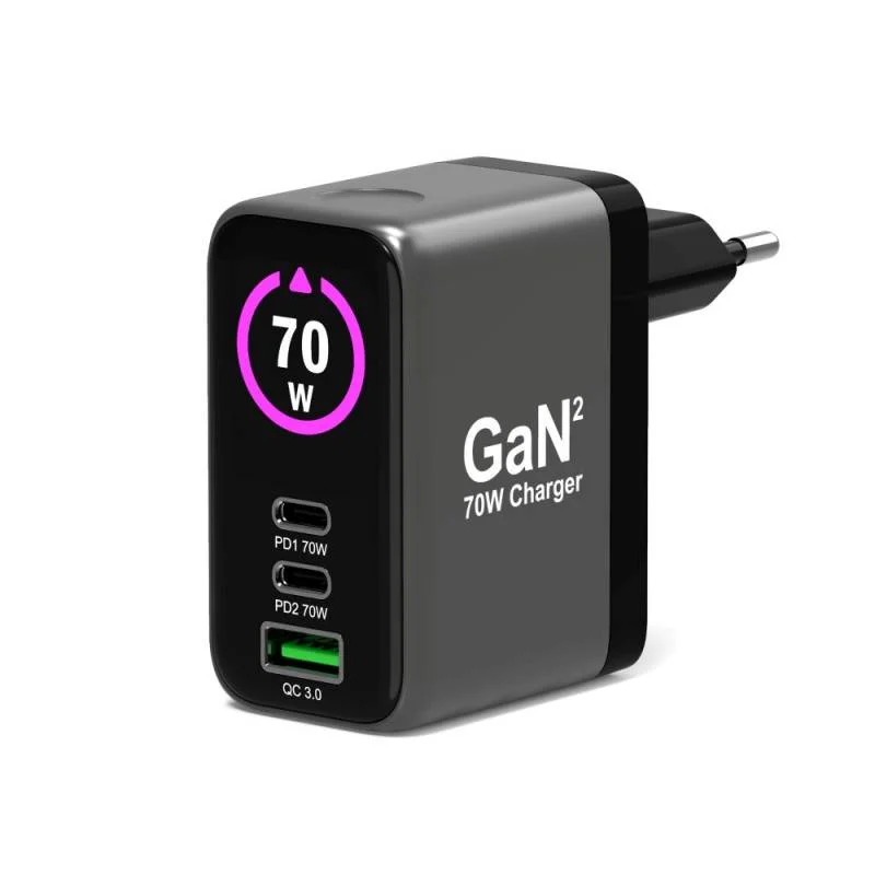 Carregador de Parede USB-C 70W GaN OLED Port Designs para MacBook Pro 14 com Cabo 2m EU - Imagem 2