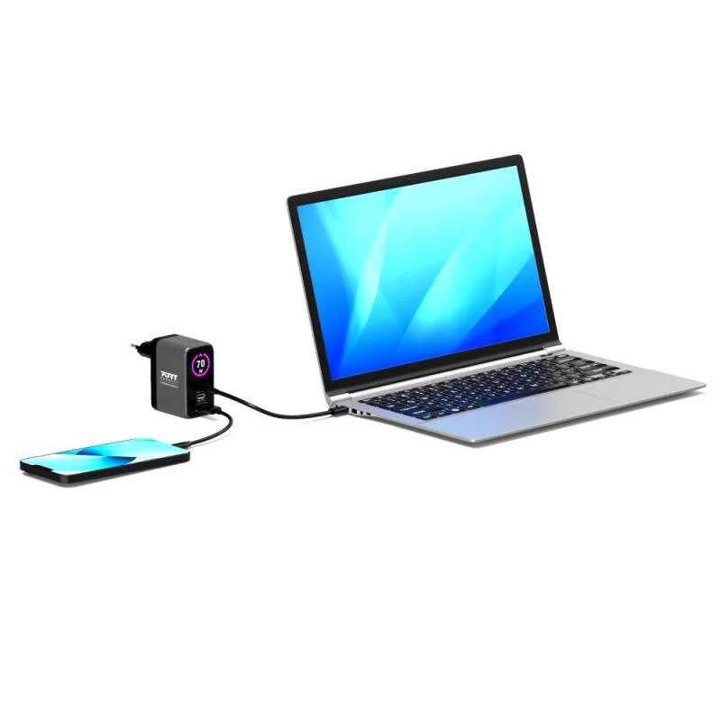 Carregador de Parede USB-C 70W GaN OLED Port Designs para MacBook Pro 14 com Cabo 2m EU - Imagem 9