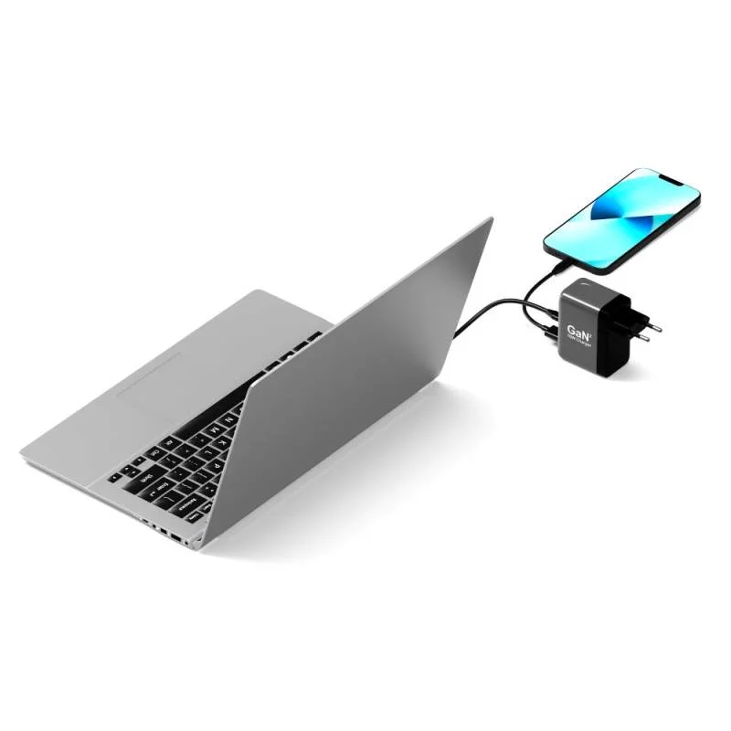 Carregador de Parede USB-C 70W GaN OLED Port Designs para MacBook Pro 14 com Cabo 2m EU