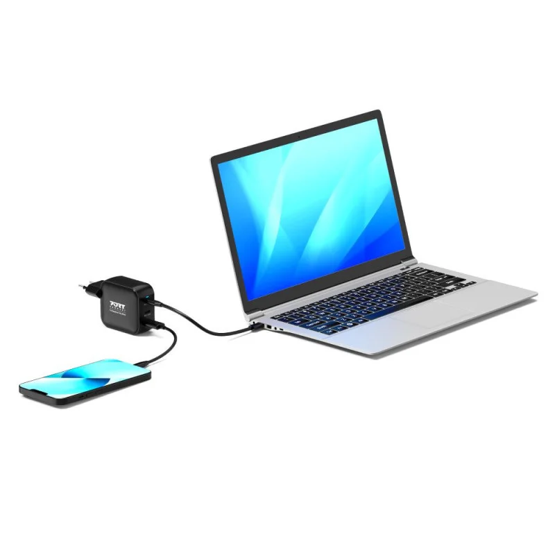 Carregador de Parede USB-C 100W GaN Port Designs com Cabo USB-C 2m US/UK - Imagem 2