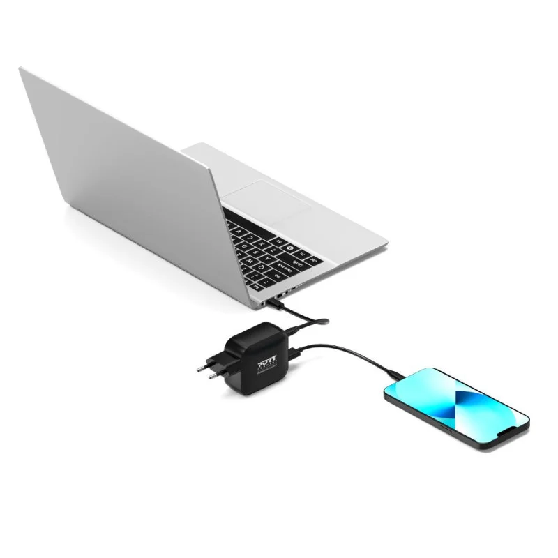 Carregador de Parede USB-C 100W GaN Port Designs com Cabo USB-C 2m US/UK - Imagem 3