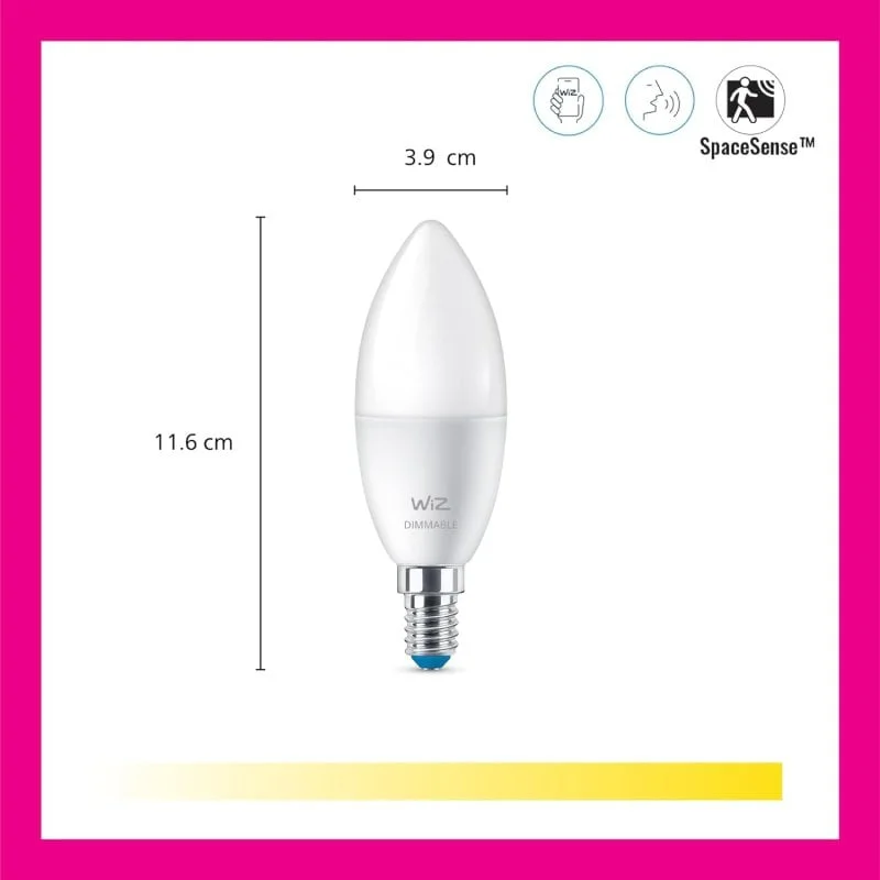 Lâmpada Inteligente WiZ C37 E14 40W RGB Wi-Fi Bluetooth Brancos Reguláveis - Imagem 3