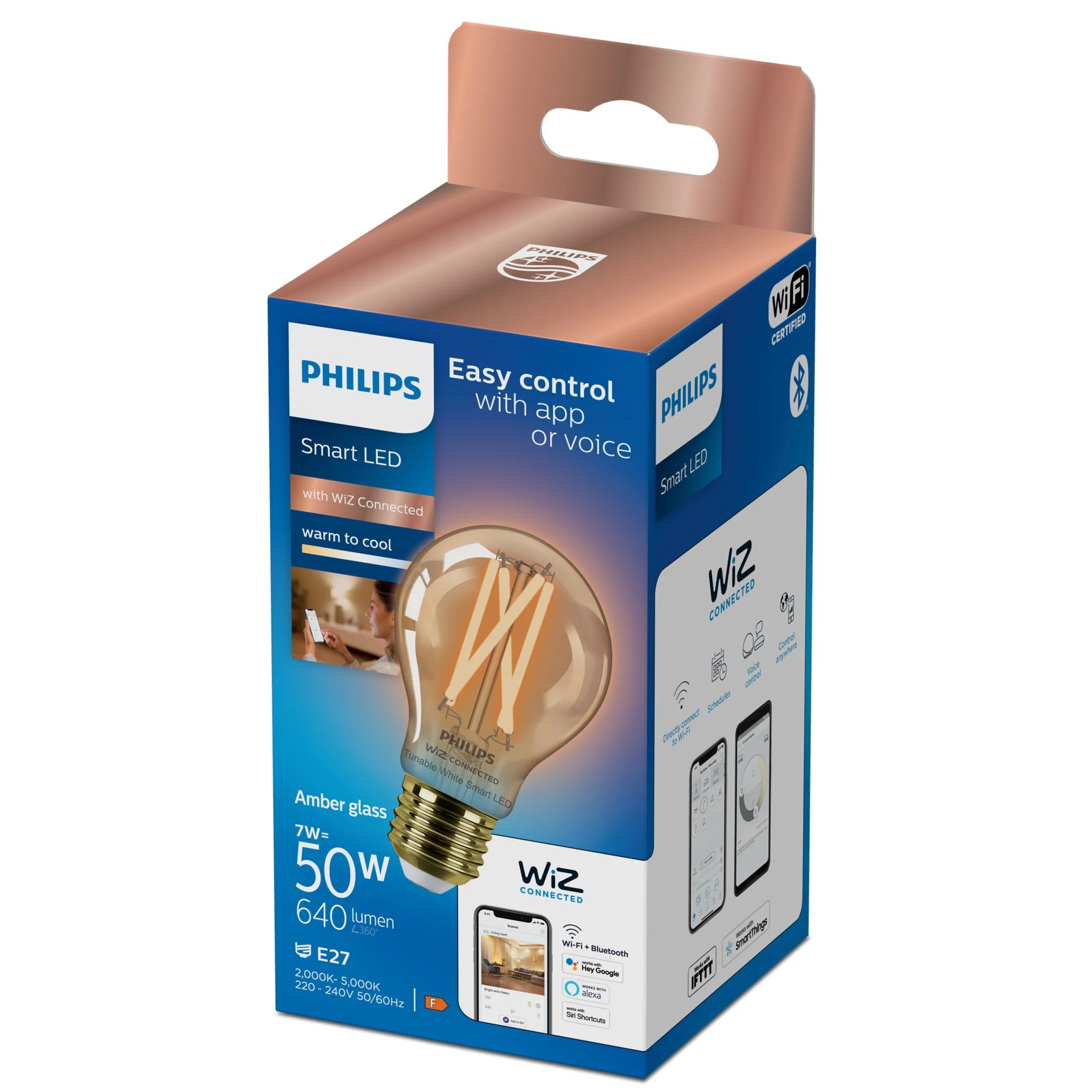 Lâmpada LED de Filamento Inteligente Philips WiZ A60 E27 50W Ambiance Wi-Fi - Imagem 2