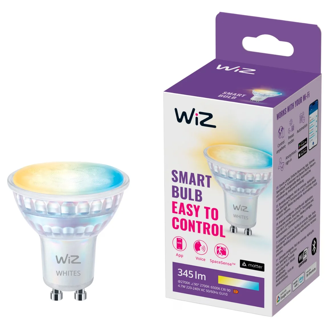 Lâmpada LED Inteligente Signify GU10 50W Wi-Fi BLE Tunable White Vidro - Imagem 2