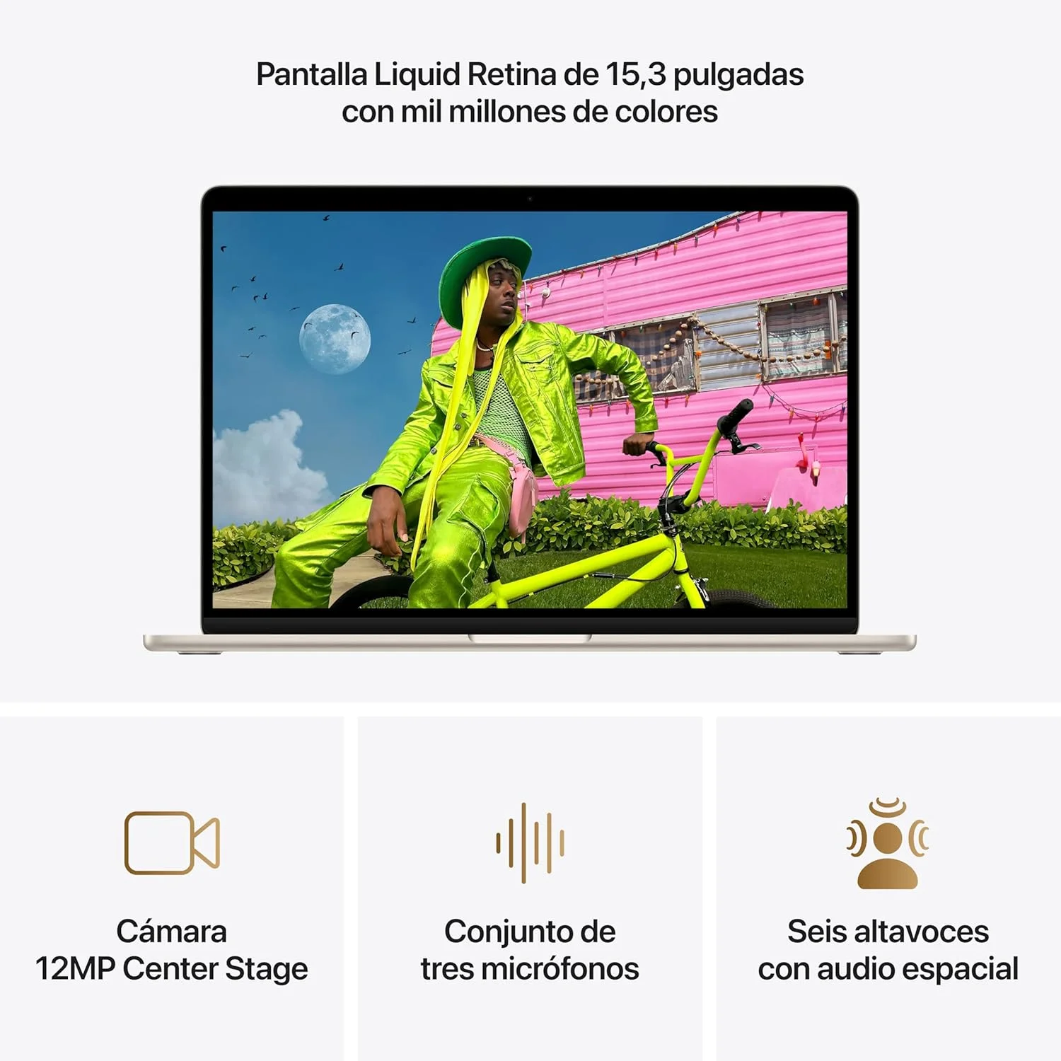 Apple Macbook Air 15,3"/ M5 10-Core CPU/ 16GB/ 1TB SSD/ 10-Core GPU/ Branco Estrela - Imagem 3