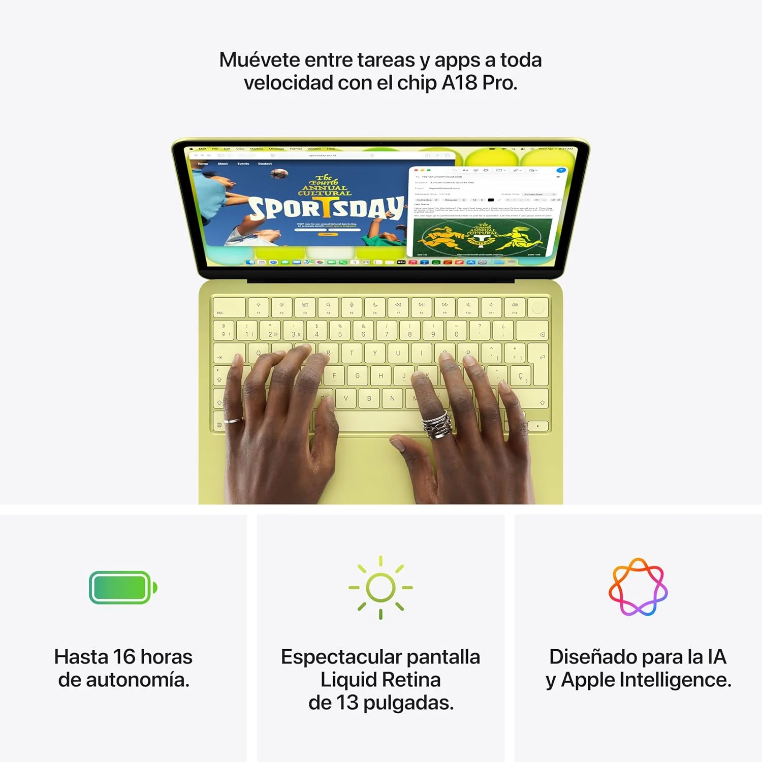 Apple Macbook Neo 13"/ A18 Pro 6-Core CPU/ 8GB/ 512GB SSD/ 5-Core GPU/ Touch-ID/ Índigo - Imagem 5