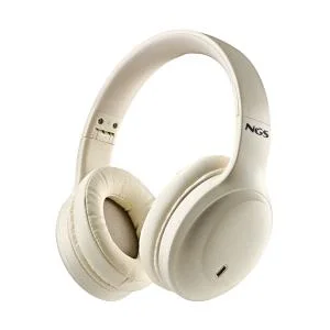 Auscultadores Sem Fios NGS Bluetooth Hands-Free Line-In Dobráveis Bege - Imagem 1