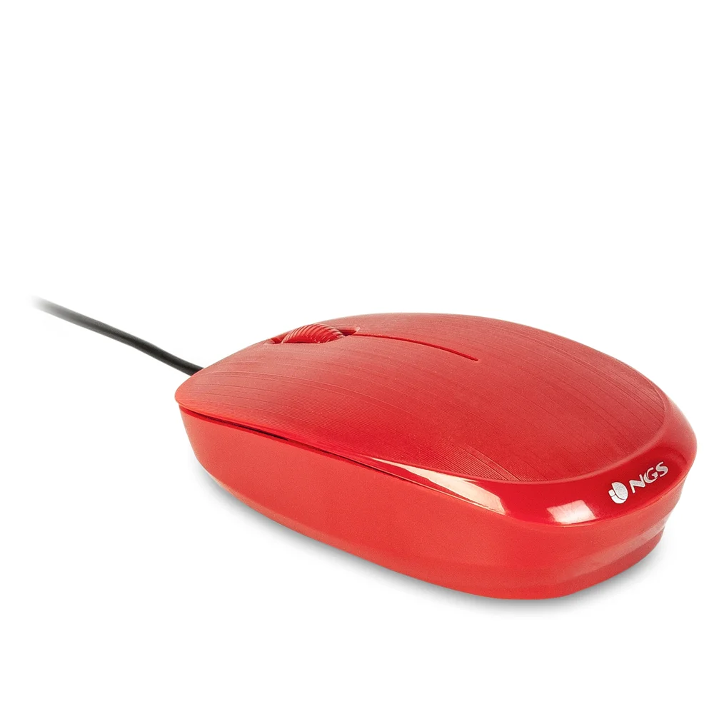 Rato Optico NGS Flame com Fios USB 1000 DPI 2 Botoes + Scroll Vermelho Plug and Play - Imagem 3