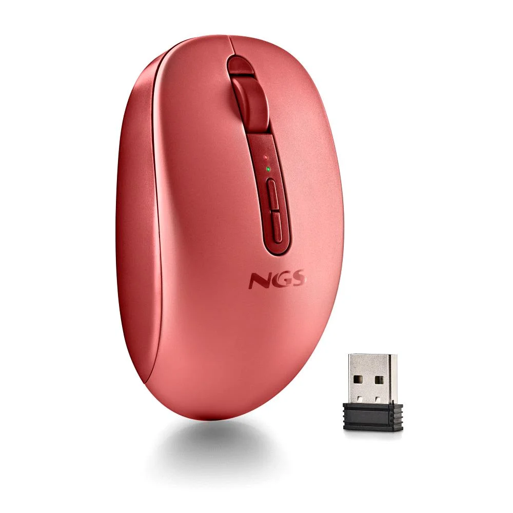 Rato Sem Fios NGS Dual Wireless 2.4GHz e Bluetooth 5.2 Ergonómico Ambidestro Vermelho - Imagem 1