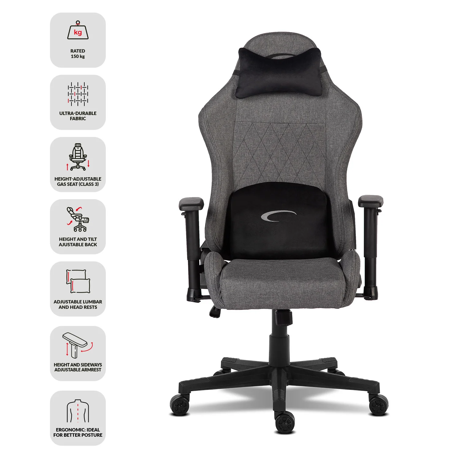 Cadeira Gaming Napofix Ash GC2200 Encosto Reclinável Apoio Lombar Design Racing para Sessões Longas - Imagem 13