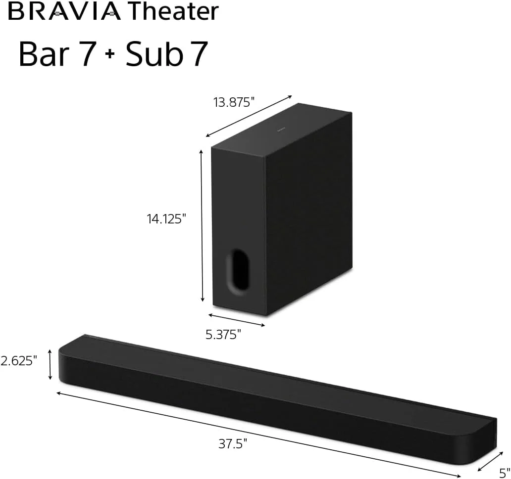 Soundbar Sony BRAVIA Theatre Bar 7 HT-A7100 com Subwoofer Wireless 360 Spatial Sound Dolby Atmos IMAX Preto - Imagem 2