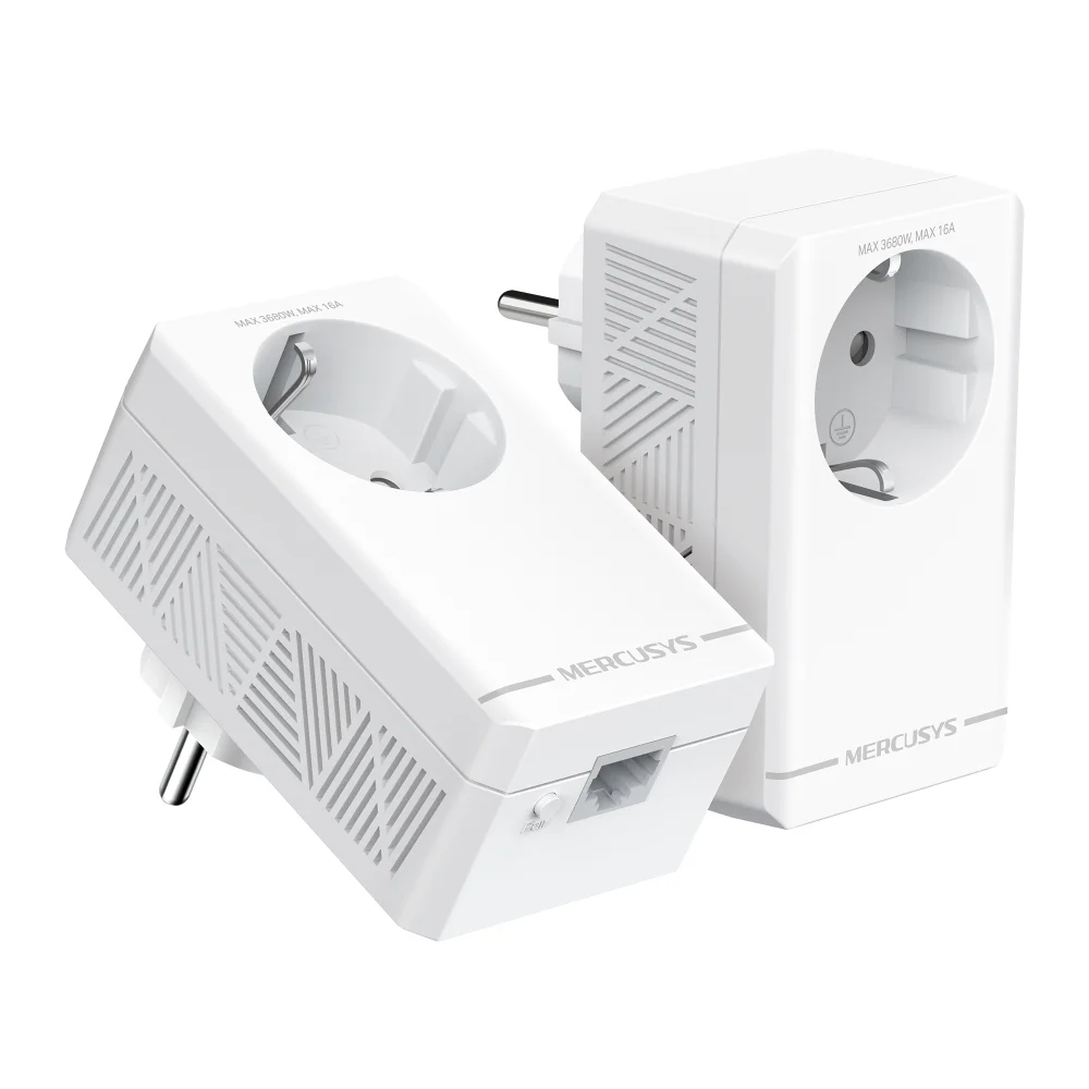 Adaptador Powerline Mercusys MP500P KIT AV1000 Gigabit com Tomada Passante