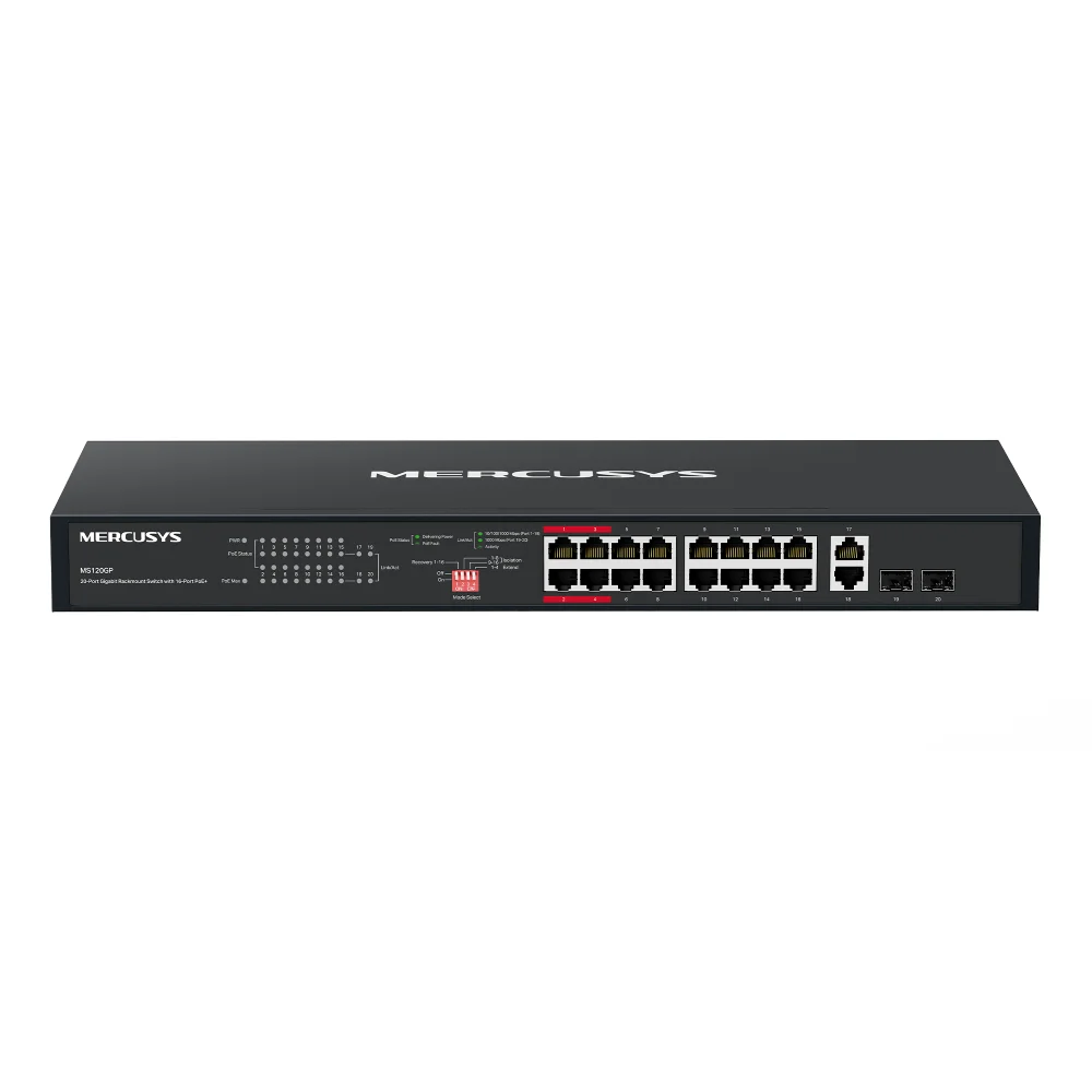 Switch Mercusys 20 Portas Gigabit Rackmount com 16 Portas PoE+ - Imagem 2