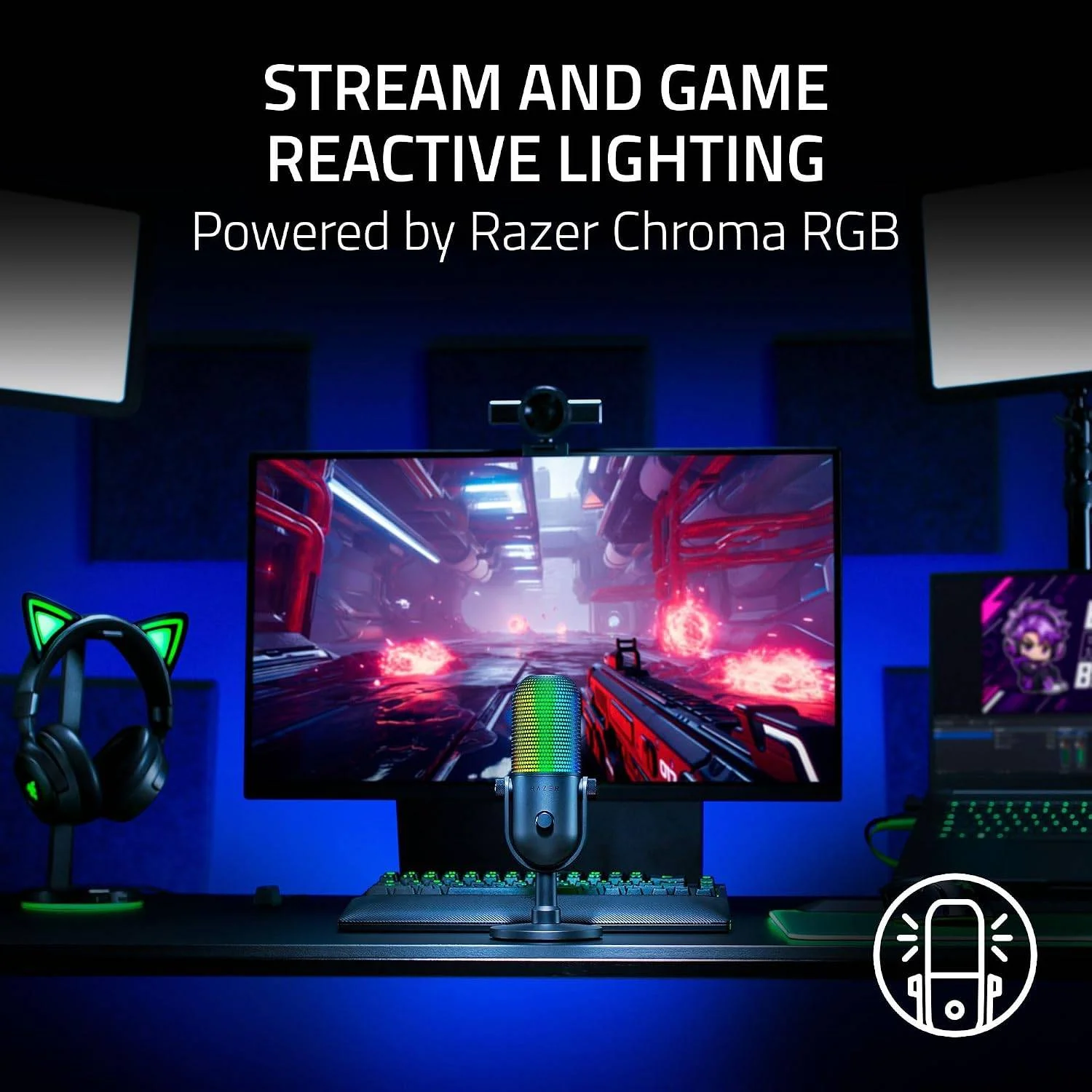 Microfone Streaming Razer Seiren V3 Chroma 32-bit DSP USB RGB Preto - Imagem 5