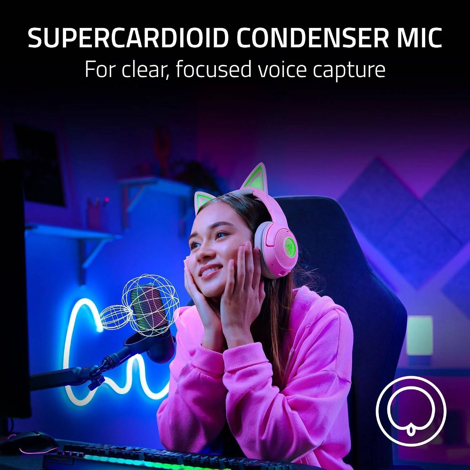 Microfone Streaming Razer Seiren V3 Chroma 32-bit DSP USB RGB Preto - Imagem 4