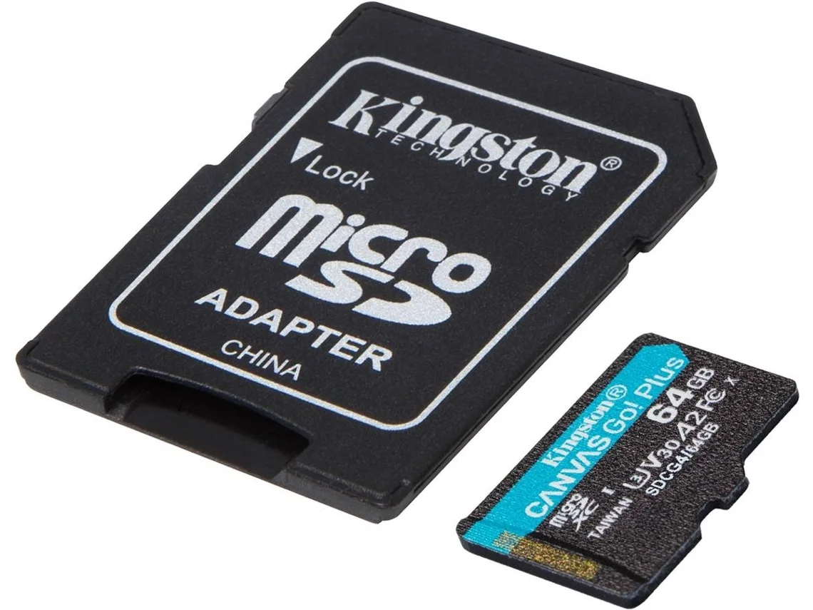 Cartão de memória microSDXC Kingston Canvas Go Plus Gen4 64GB 200MB/s U3 V30 A2 + Adaptador - Imagem 2