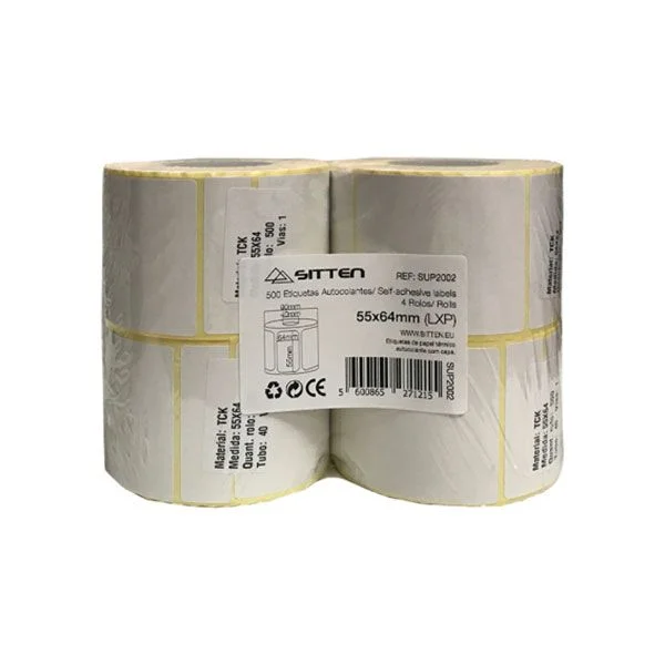 Etiquetas autocolantes para POS Sitten 55x64 mm 4 rolos com 500 unidades cada - Imagem 1