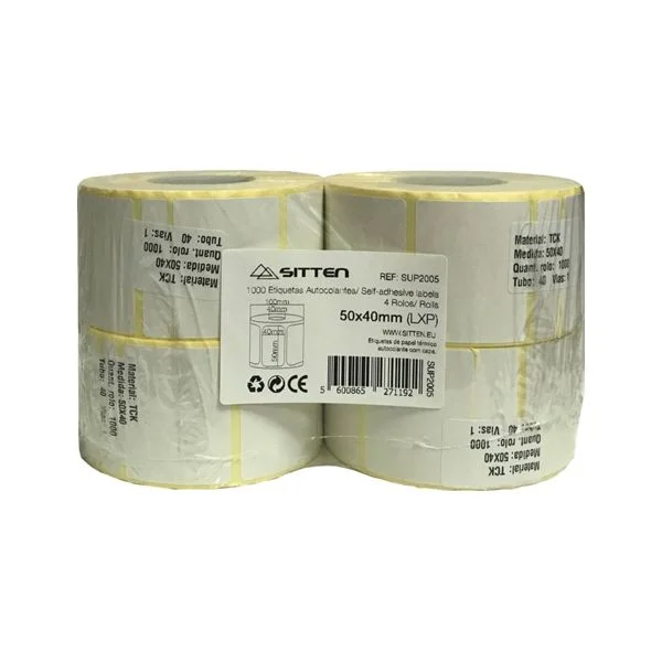 Etiquetas autocolantes para POS Sitten 50x40 mm 4 rolos com 1000 unidades cada