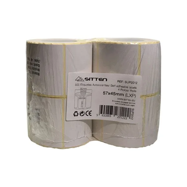 Etiquetas Autocolantes Térmicas Sitten 57x45mm - 4 Rolos x 500 un (2000 etiquetas)