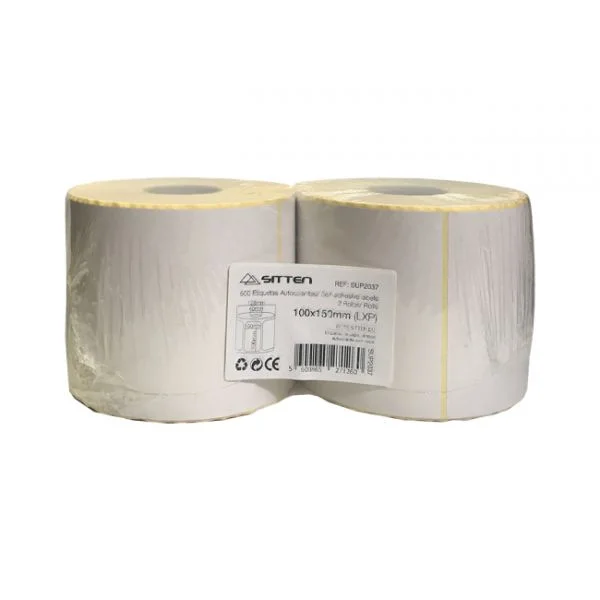 Etiquetas Autocolantes Sitten 100x150mm 2 Rolos x 500 Térmico Branco para Expedição Logística