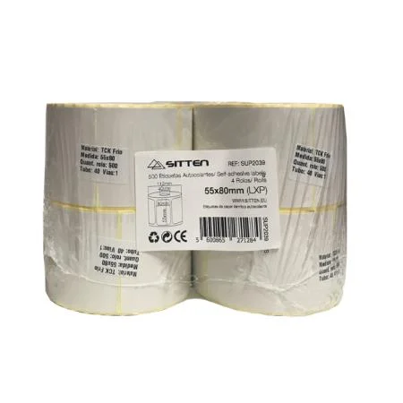 Etiquetas Autocolantes Térmicas Sitten 55x80mm - 4 Rolos x 500 un (2000 etiquetas) - Imagem 1