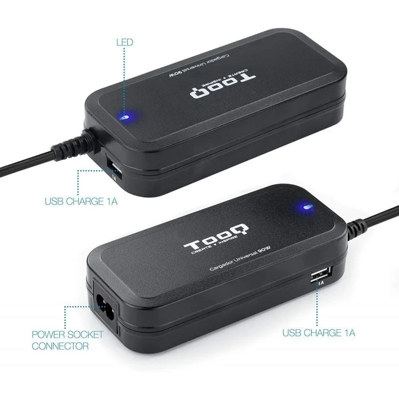 Carregador de Portátil TooQ TQLC-90BS02AT/ 90W/ Automático/ 12 Conectores/ Voltagem 12-20V/ 1 USB - Imagem 3