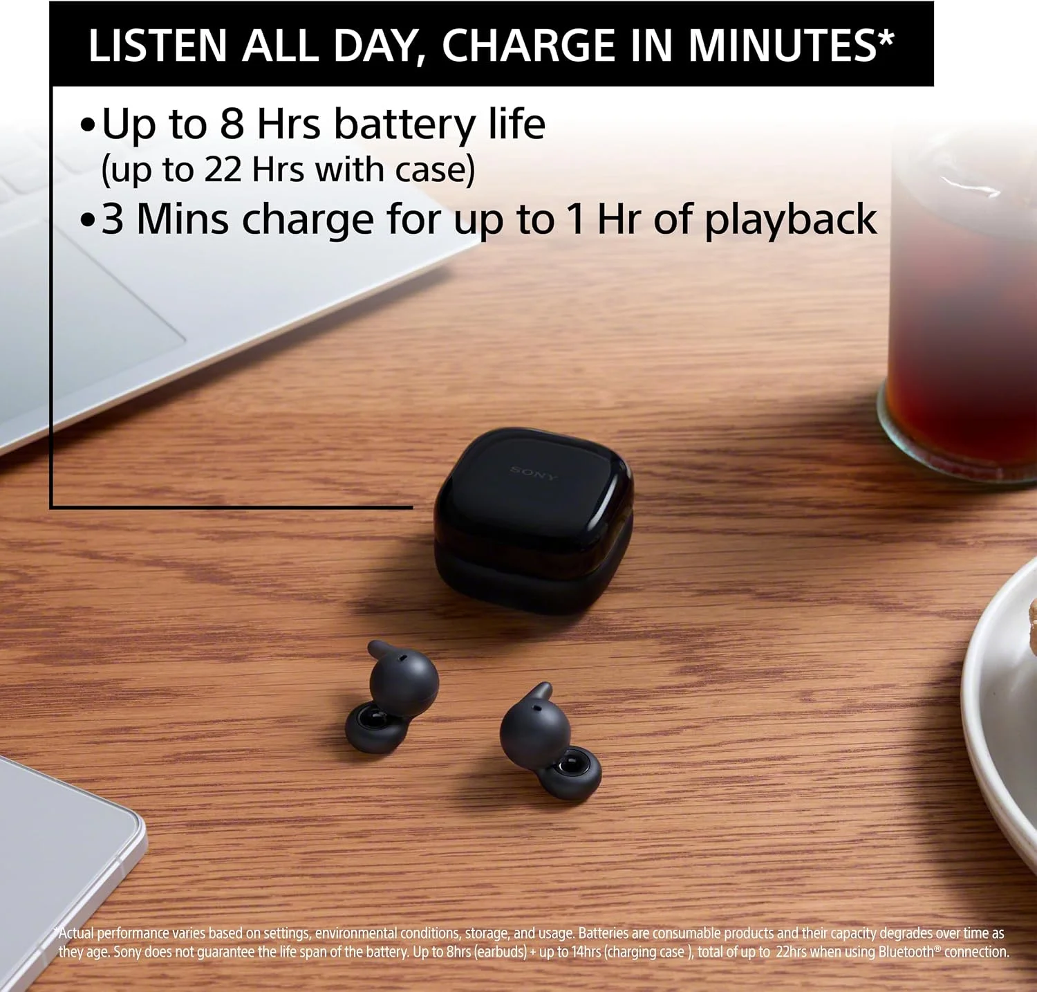 Auriculares True Wireless Sony LinkBuds OPEN WF-L910 Bluetooth Design Anel Preto - Imagem 6