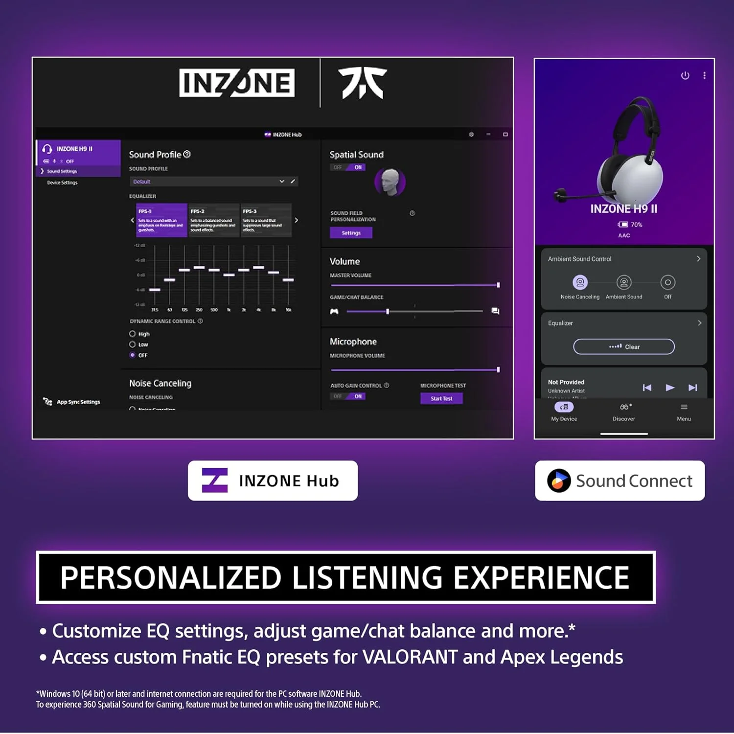 Auscultadores Gaming Sony INZONE H9 II WH-G910N Wireless Noise Cancelling 360 Audio para PS5 PC - Imagem 7